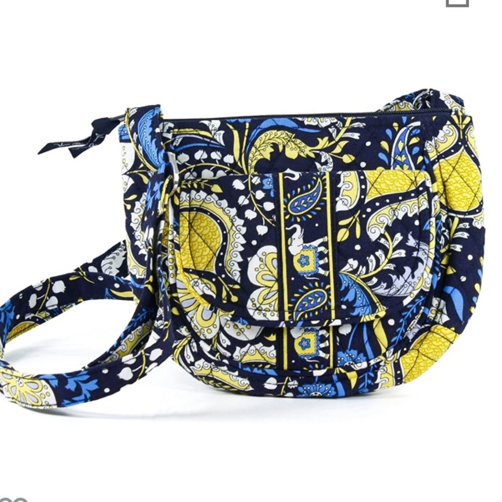 Vera Bradley Ellie Blue/yellow paisley print medium Lizzy Crossbody bag